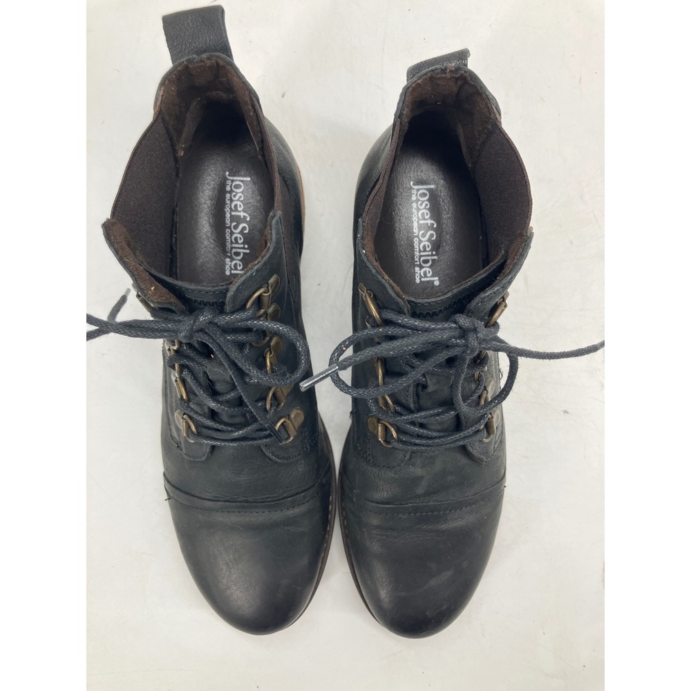 Josef Seibel Sienna 05 Ankle Boots Womens 38 Black Leather Cap Toe Lace Up - Picture 9 of 9